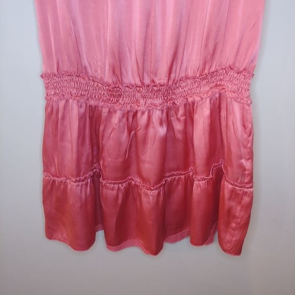 Hale Bob Silk Coral Studded Smock Drop Waist Mini Dress, Size S - Picture 4 of 5